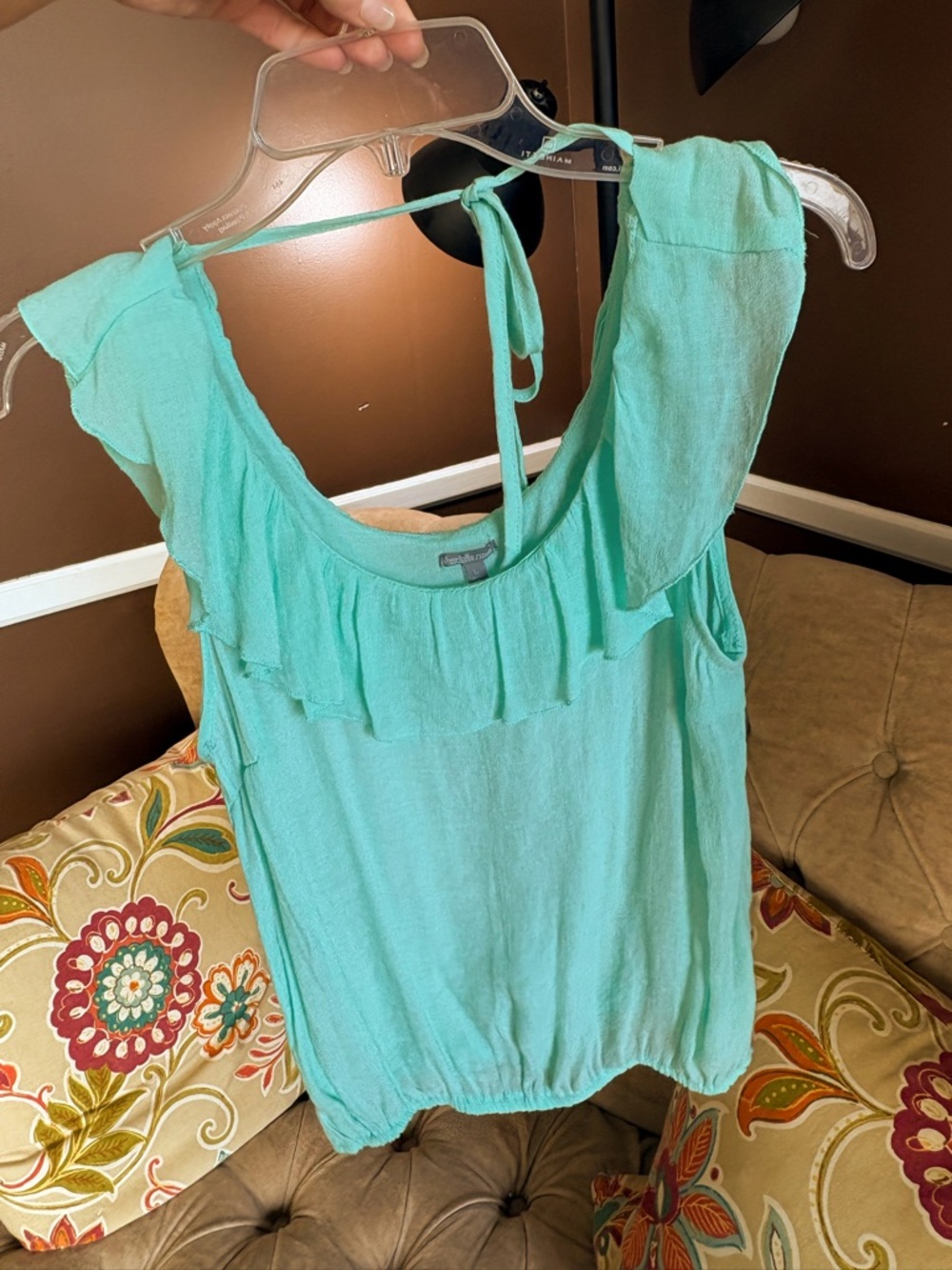 Charlotte Russe Mint Green Ruffle Tank Top